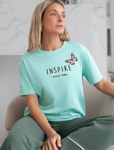 Футболка с принтом свободная эластичная из премиального хлопка  D49.136 (130767)