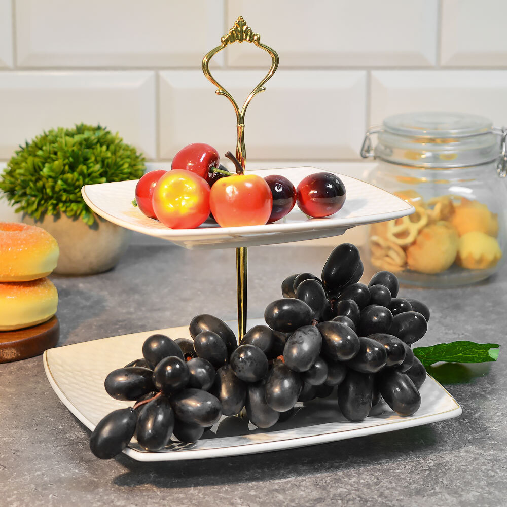 Фруктовница 2-х ярусная Lavenir "Престиж" 17,5/22,5 см, фарфор