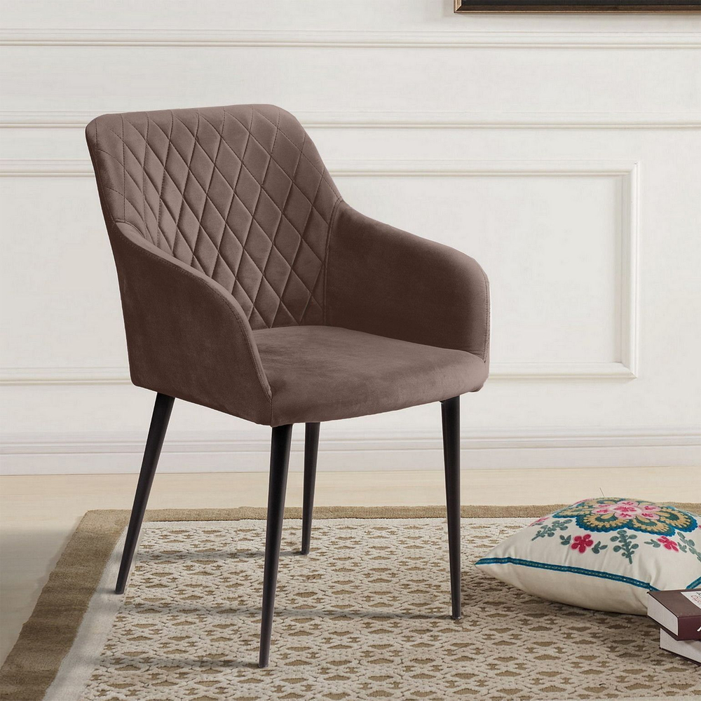 Стул с подлокотниками Robert, бархат коричневый 12