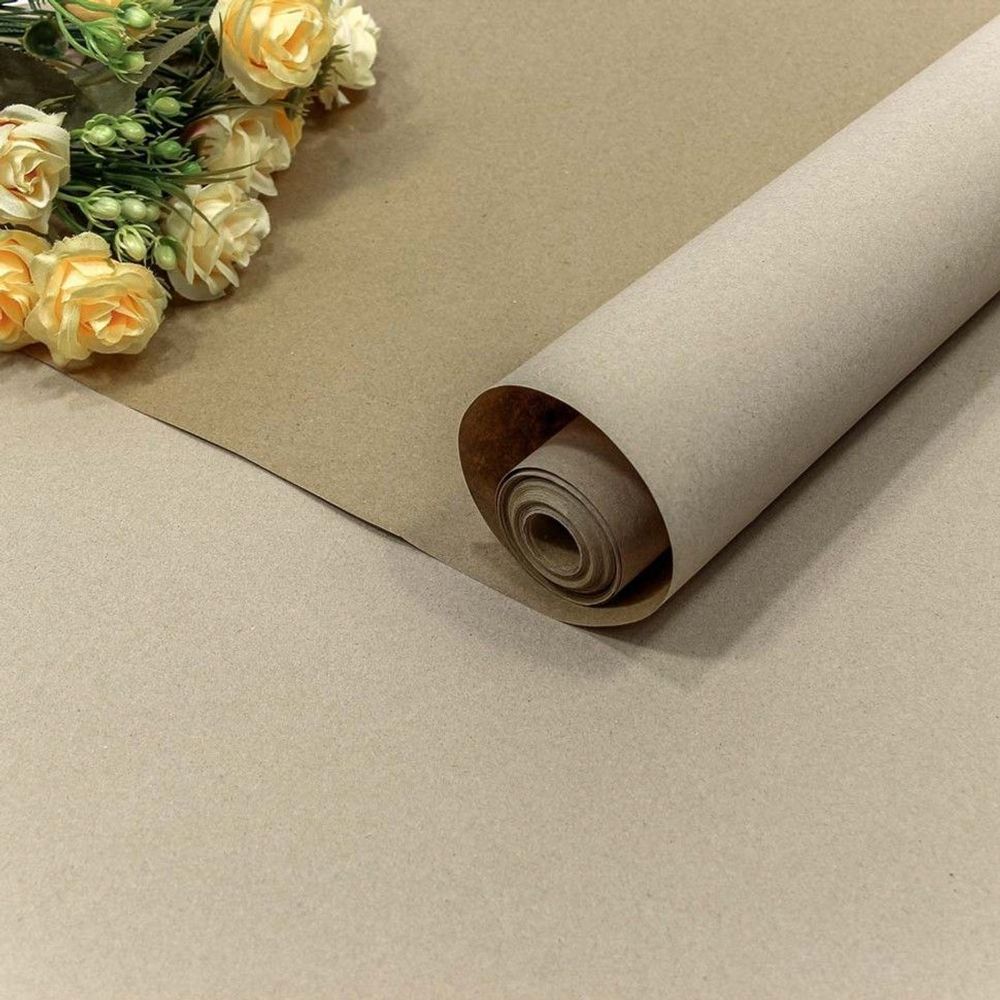 Упаковочная бумага, Крафт 70гр (0,7*10 м) Экошик, Белый, 1 шт.