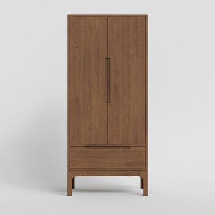Шкаф для одежды, 90x200x60, Луго, массив дуба, табачный