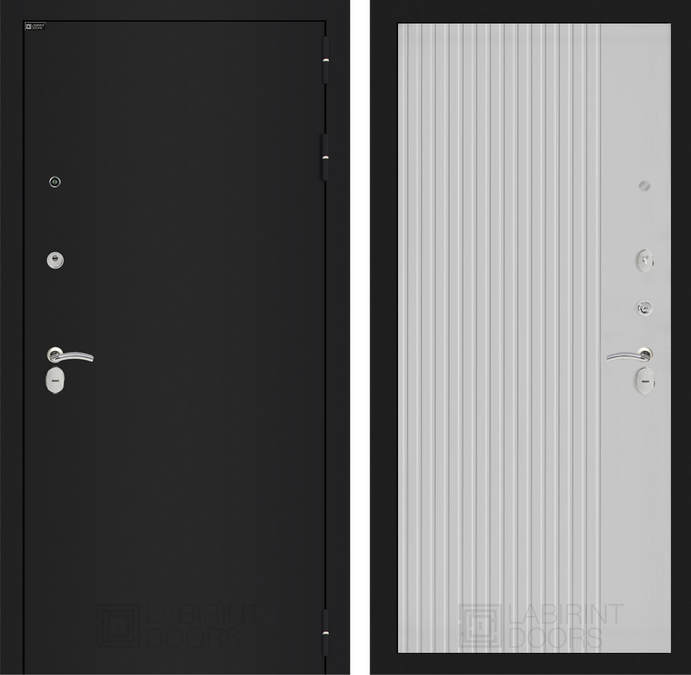 Дверь Входная Лабиринт CLASSIC шагрень черная 29 Белый софт рельеф, металлическая