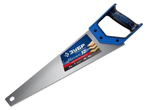 Ножовка универсальная 450мм ЗУБР Молния-3D  3D зуб  7мм точный рез Х
