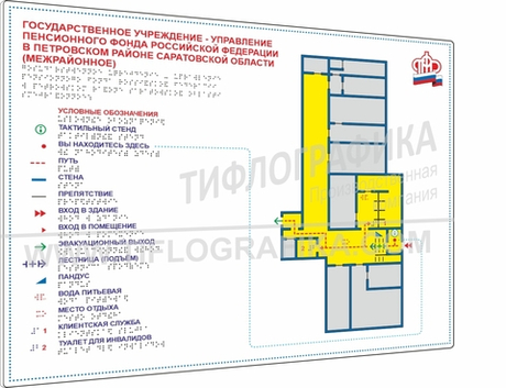 Тактильная мнемосхема PLS 470х610х3 мм. Полноцветная