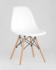 Eames Style DSW белый пластик, стальной каркас, натуральный массив бука
