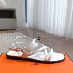 Сандалии Hermes June женские кожаные в белом цвете
