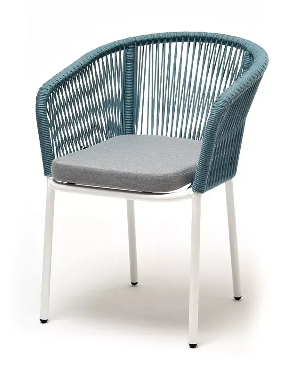 "Аркобалено" обеденная группа на 4 персоны со стульями "Марсель", каркас белый, роуп цветной