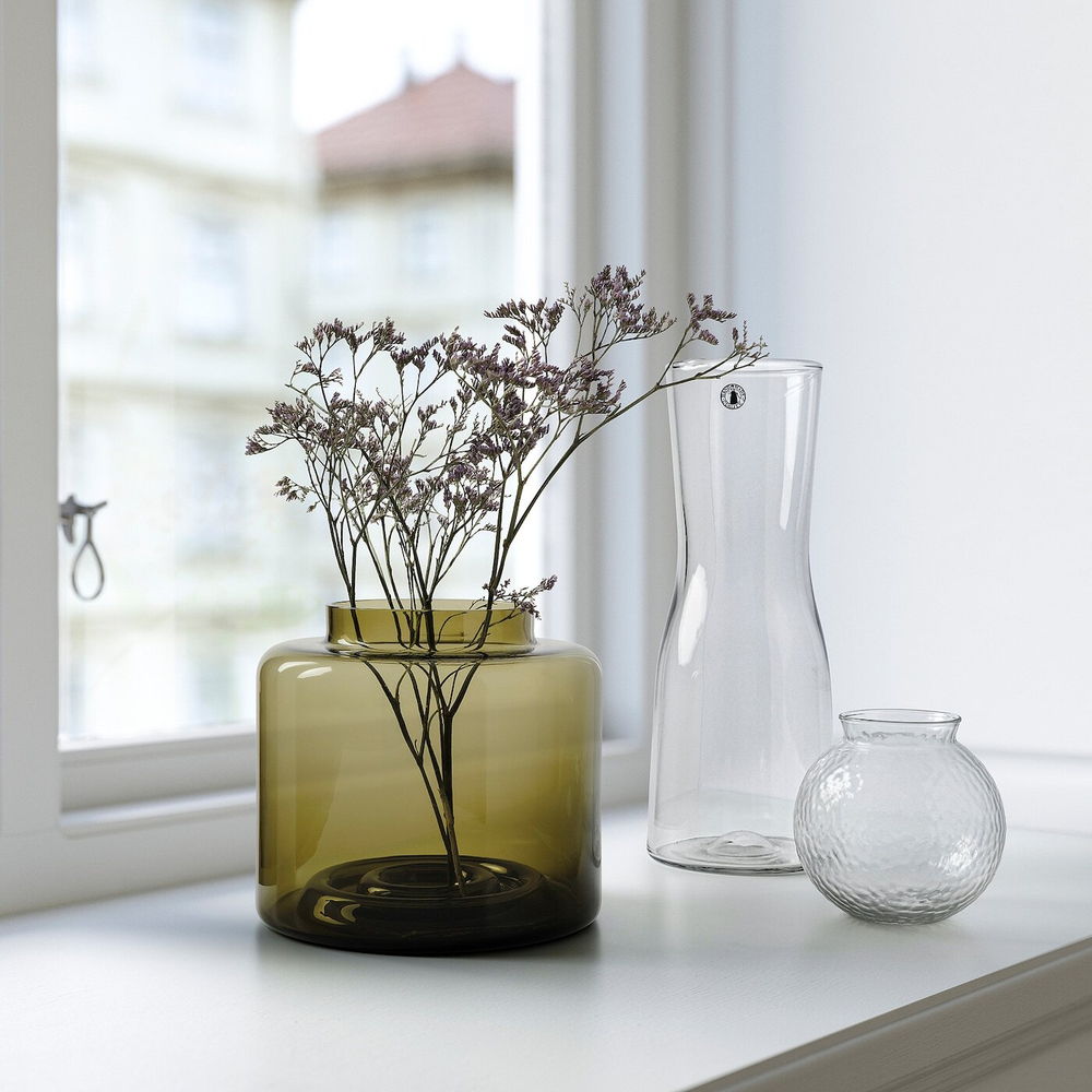 IKEA KONSTFULL  (ИКЕА КОНСТФУЛЛ)  -  Ваза, зелено-коричневая, 16 см