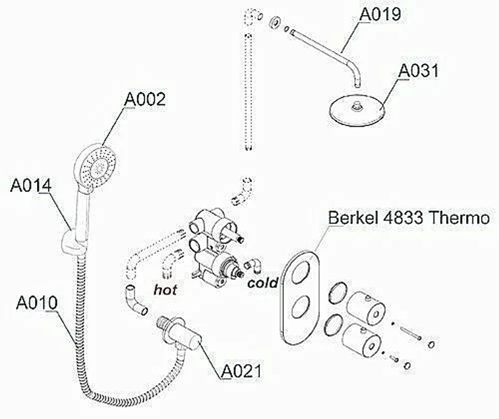 Душевая система WasserKRAFT Berkel 4800 A16031 Thermo