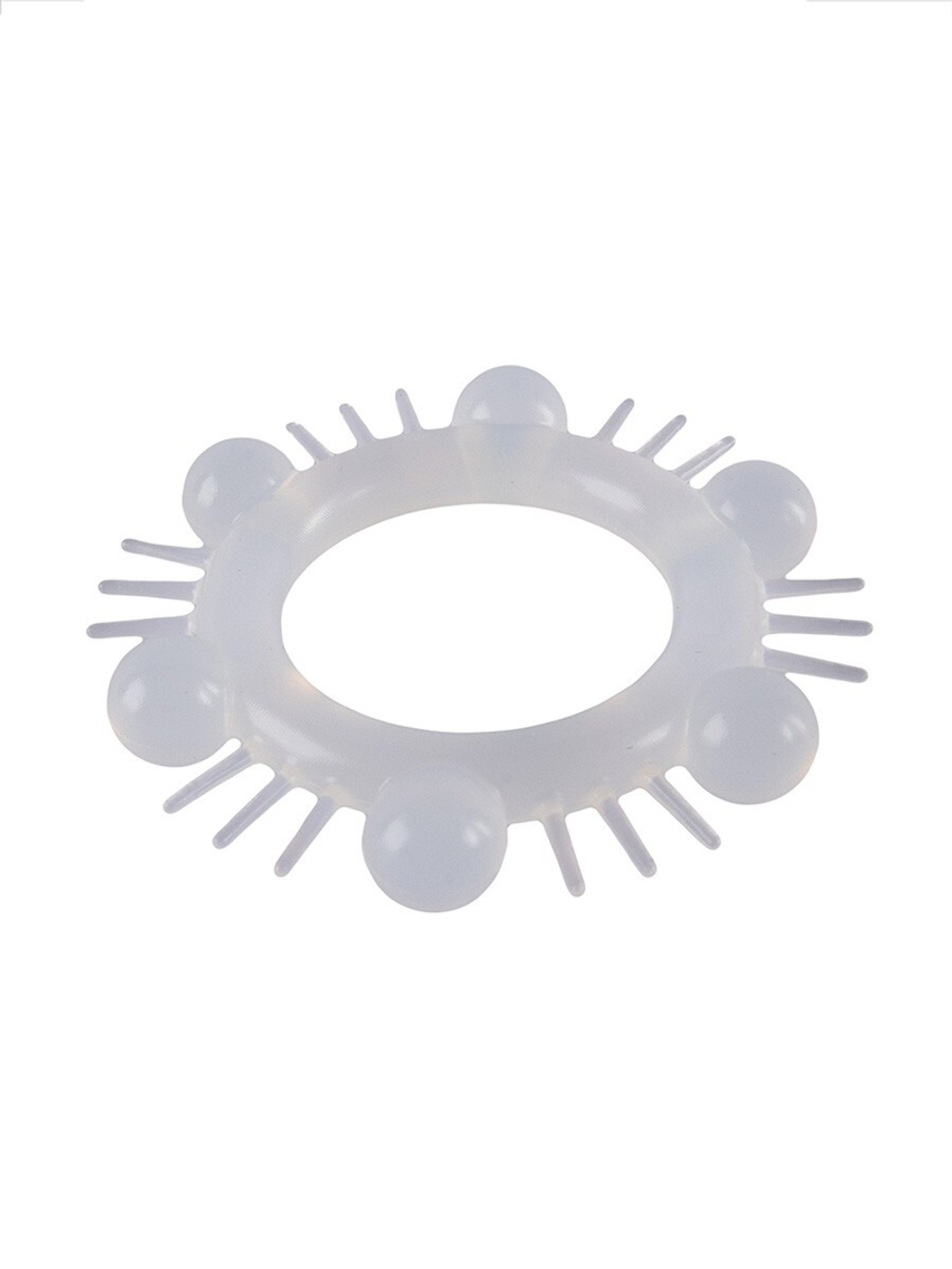 Эластичное эрекционное кольцо с шипиками и шариками (Цвет: белый)