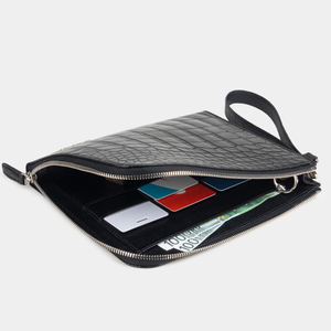 Сумка мужская Hector из кожи аллигатора, черного цвета