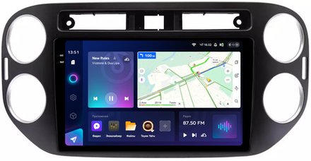 Магнитола для Volkswagen Tiguan 1 2011-2016 (аварийка прямоугольная, рамка чёрная) - Teyes CC3-2K QLed Android 10, ТОП процессор, SIM-слот, CarPlay