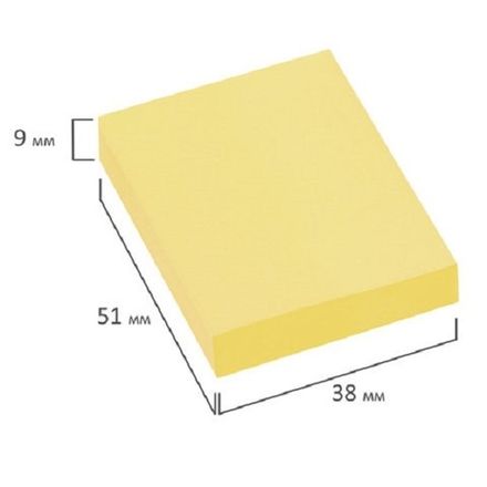 Блок бумаги для записи самоклеящийся 38*51мм, 100 л, пастель жёлтый Hopax, 1 шт.