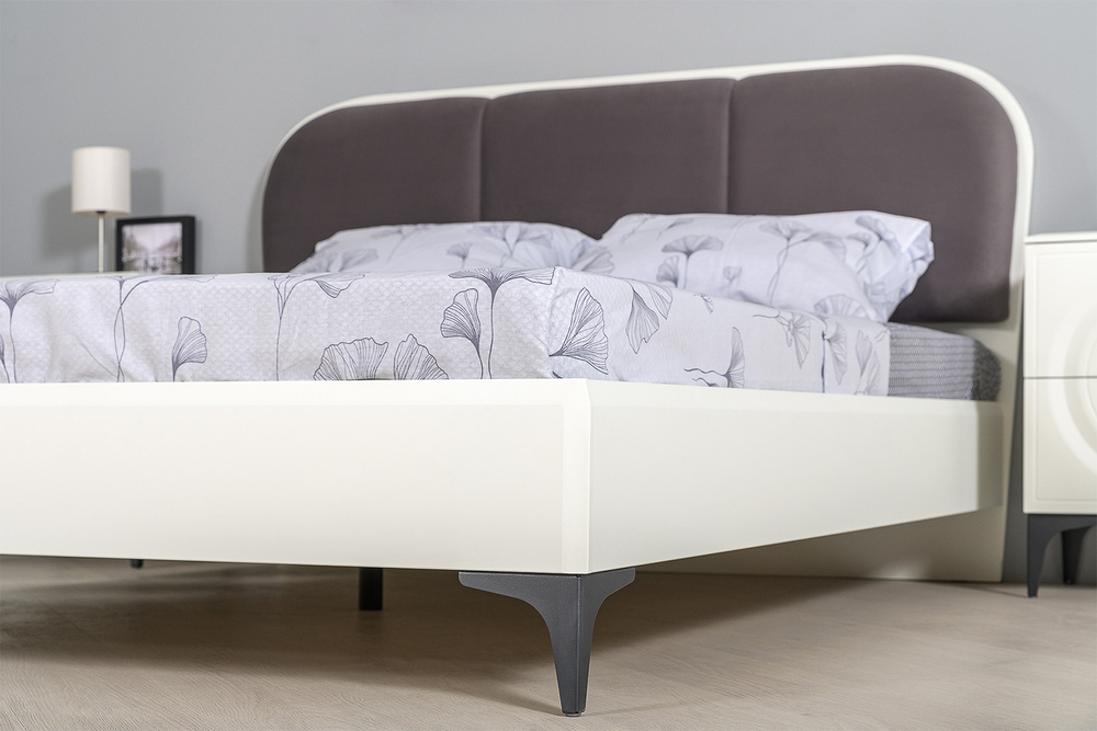 Кровать с ортопедическим основанием Валенсия 11.36.02, Белый шагрень, Велутто
