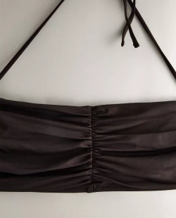 ZARA HOME ПЛЯЖНЫЙ ТОП БЕЗ БРЕТЕЛЕЙ, КОРИЧНЕВЫЙ