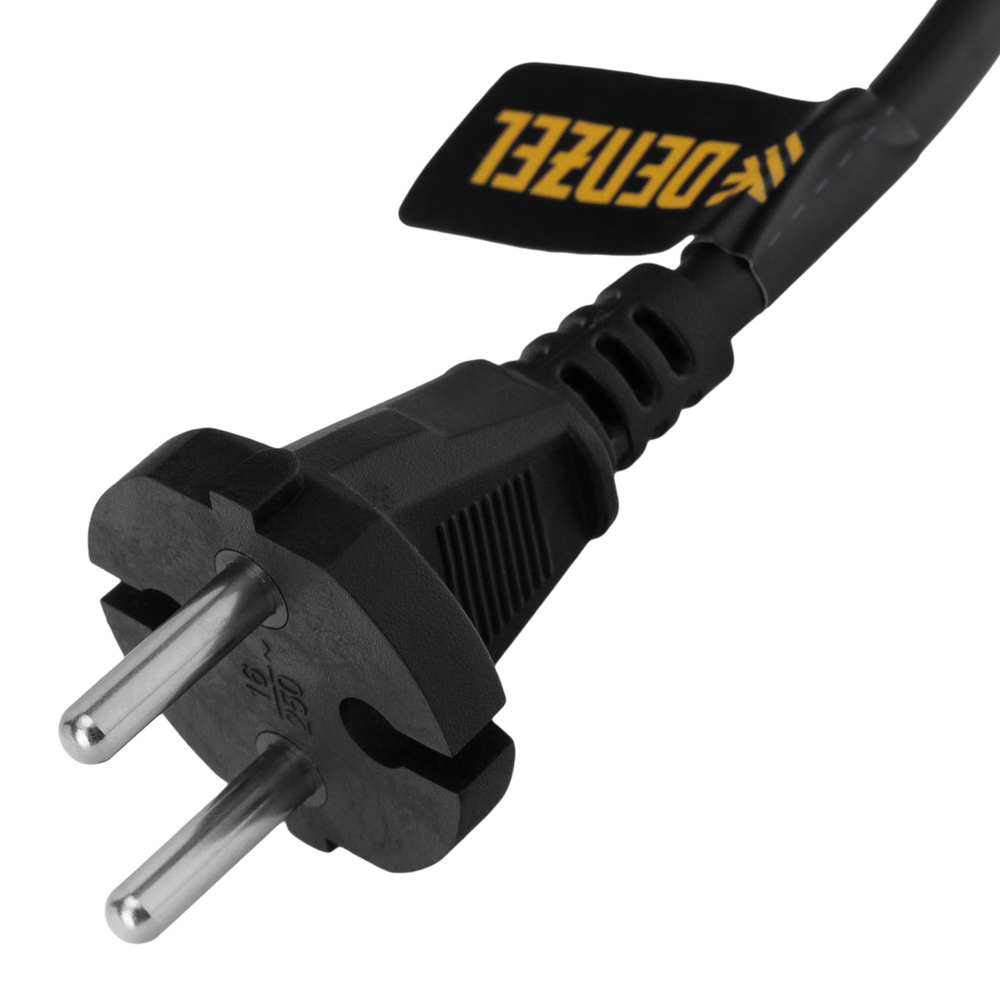 Шнур сетевой Energy Series, ПВС, 1,5 м, 2 x 1 мм, с неразборной вилкой, черный, Denzel