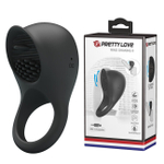 Эрекционное виброкольцо с клиторальным стимулятором - язычком Pretty Love Ring Shaking II (Цвет: черный)