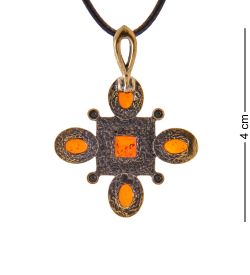 AM-3349 Подвеска «Готика Квадро» (латунь, янтарь)