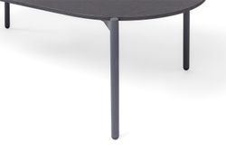 "Канны" лаунж-зона 4-местная (разборная) из роупа со столиком "Диего" цвета "серый гранит", роуп темно-серый круглый, ткань темно-серая