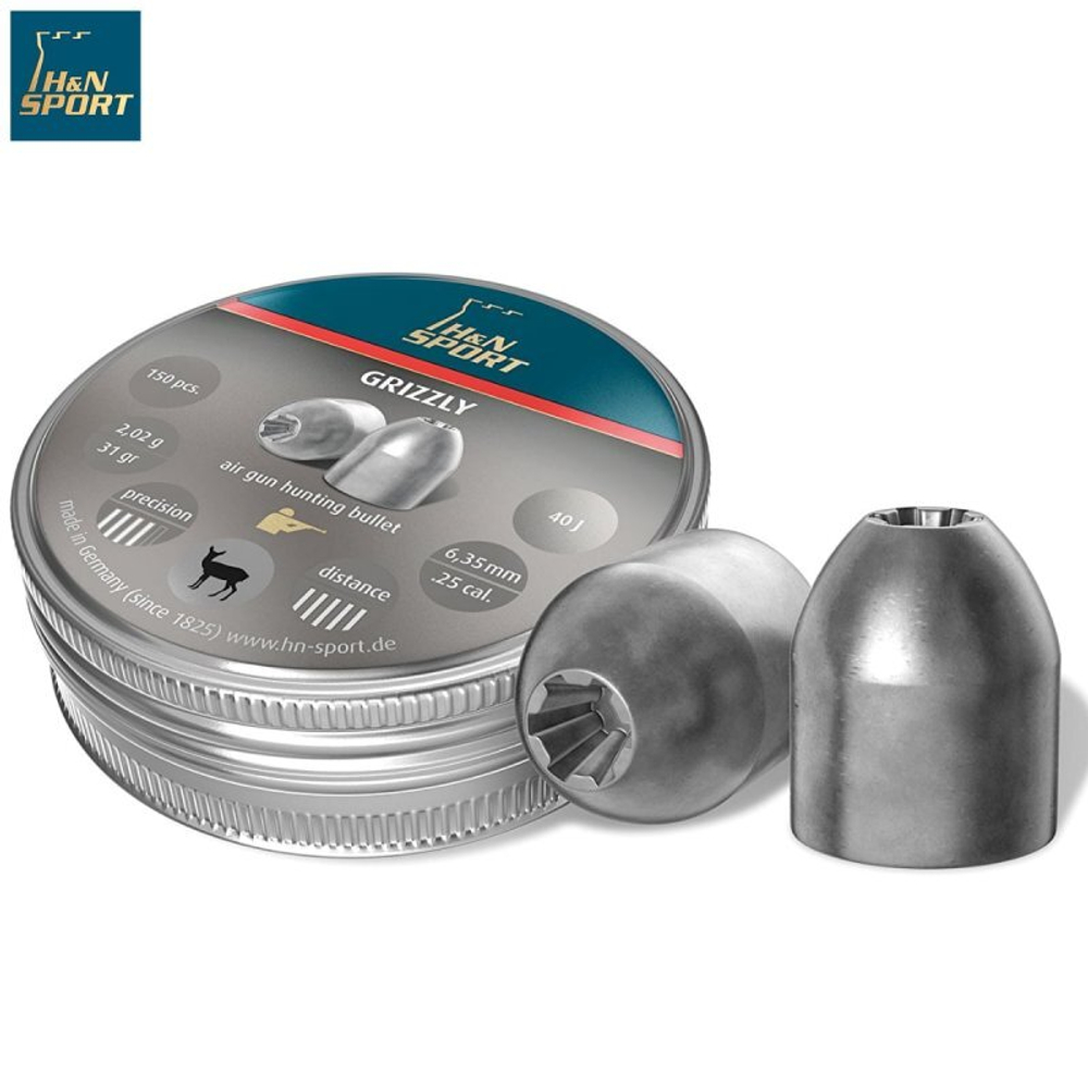 Пули пневматические H&N Grizzly 6.35 мм (150 шт) 2,02 гр