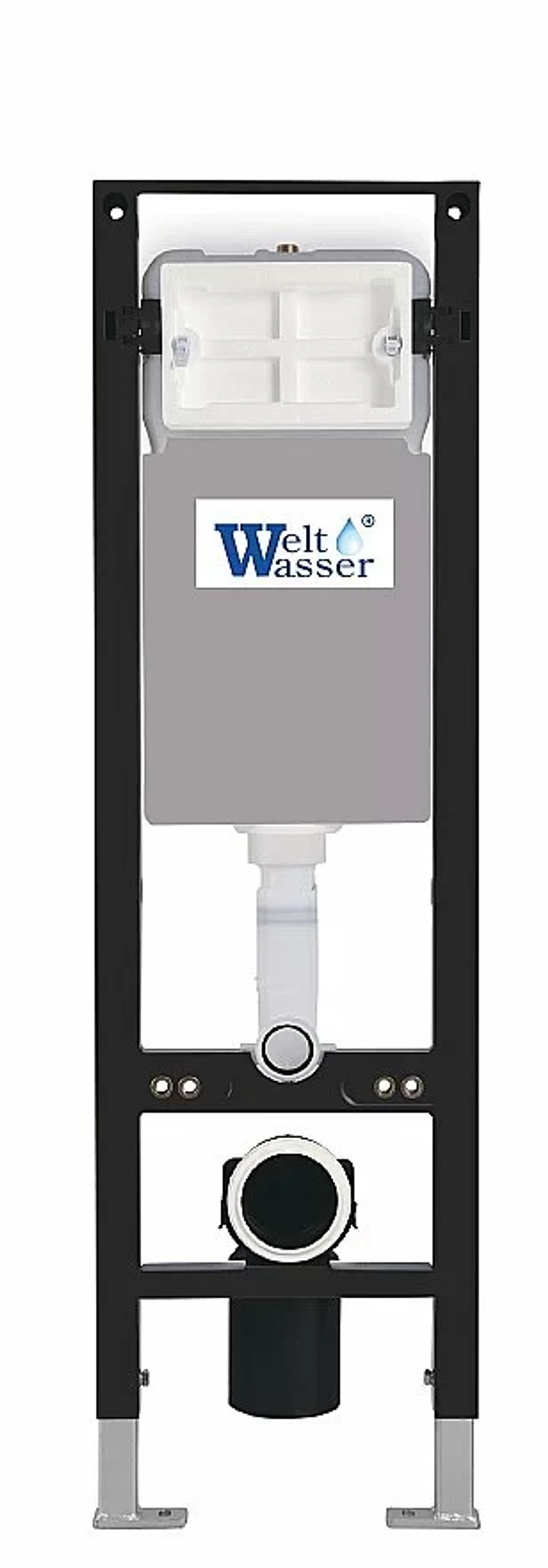 Унитаз подвесной WeltWasser AMBERG 350 + ERLENBACH 004 GL-WT + AMBERG RD-WT белый глянцевый, безободковый, с крышкой микролифт, с инсталляцией и белой кнопкой