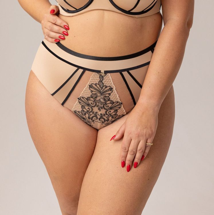Трусы Kris Line Oriental слипы Hight Waist (бежевый/черный)