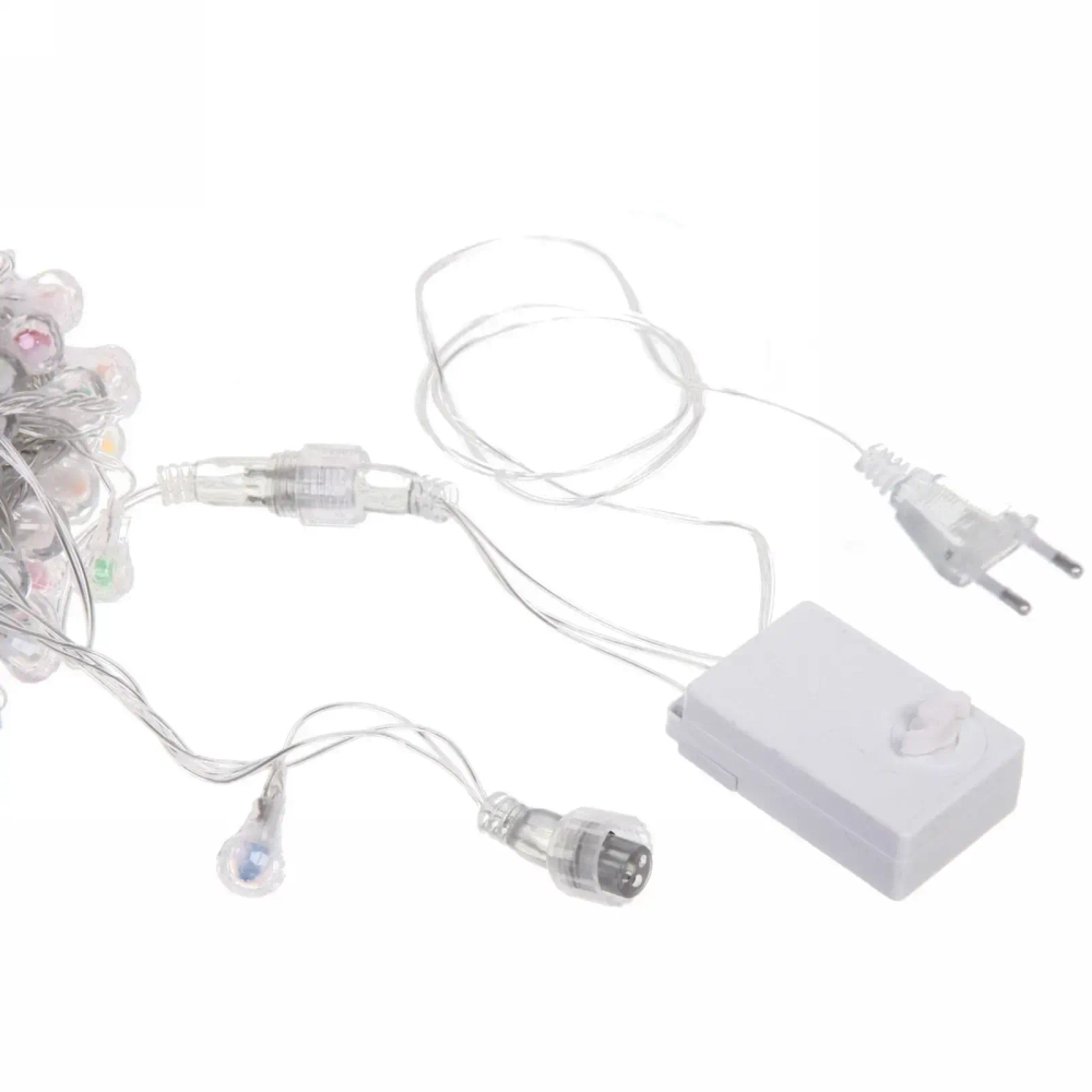 Гирлянда для дома НИТЬ «Сияющая капля» 10 м 60 ламп LED, прозр.пров, 8 реж,IP-20, Мультицвет (возможность соединения)