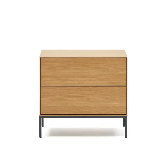 Vedrana Прикроватная тумба из дубового шпона со стальными ножками 60 x 55 см