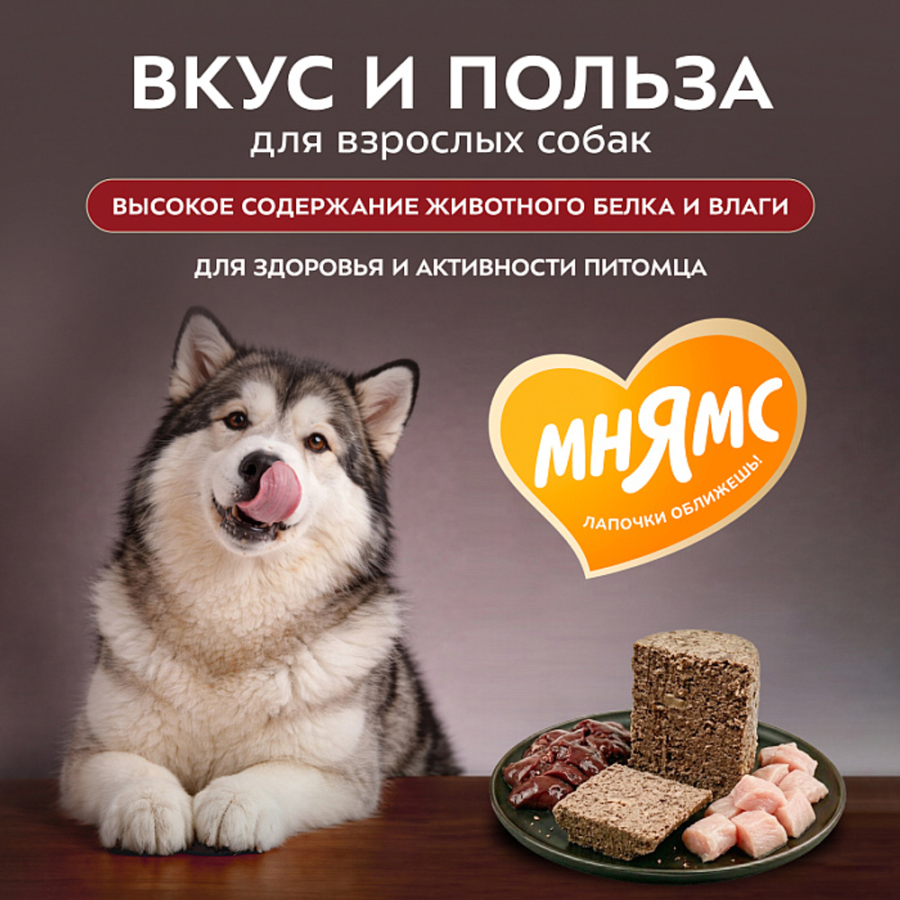 Влажный корм консервы для собак всех пород Деликатес "Фегато по-венециански" паштет из телятины с печенью Мнямс 0,4кг 12 шт