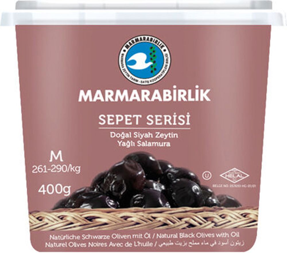 Маслины Marmarabirlik Sepet Serisi М черные вяленые с косточкой, 400 г, 2 шт
