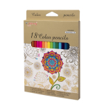 Карандаши цветные Yalong 18 цв., "Узоры-4" (цветок, птица, сердце) деревянные, трехгранные, заточенные, грифель 3.0 мм, картон. уп., европодвес