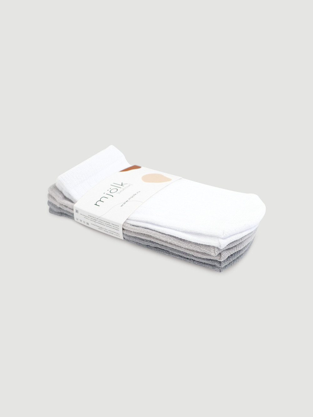 Носки детские в рубчик Mjölk White/Light Grey/Dark Grey, сет из 3х