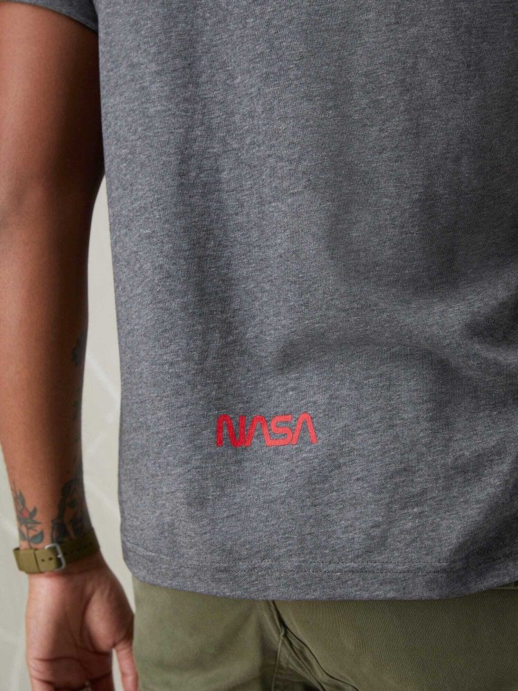 Футболка Alpha Industries Nasa Worm Logo Tee Dark Charcoal Heather