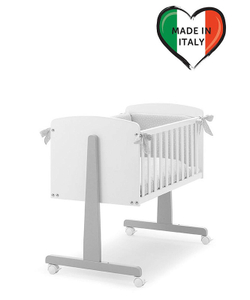 Колыбель Erbesi Ninna и комплект постельного белья Stelline Звездочки белый/серый