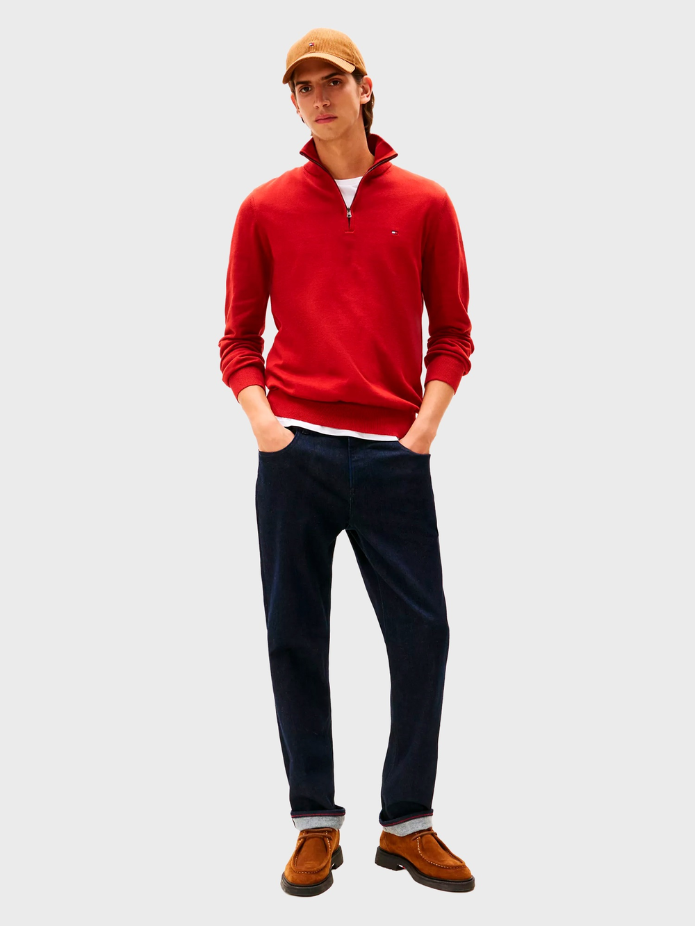 Свитер Tommy Hilfiger Solid Logo Quater-Zip Dark Magma