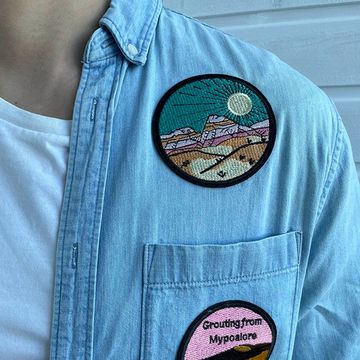 Нашивка термоаппликация на одежду и на рюкзак. Rock, Горы, Скалы, Путешествия