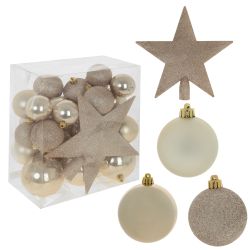 GAEM Набор из 30шт Украшение новогоднее "Шары и звезда", D5/6/8 см, L21 W13 H25 см