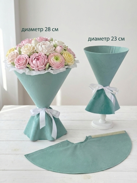 Платье для цветов, ткань: бархат, цвет: БИРЮЗОВЫЙ. Форма: круглая