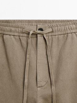 Massimo Dutti Брюки-джоггеры из хлопковой смеси, светло-коричневый