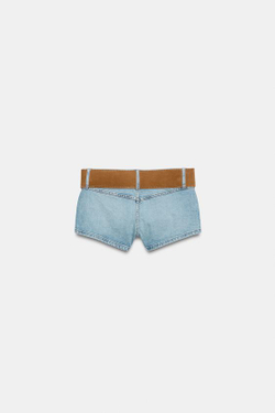 ZARA ДЖИНСОВЫЕ ШОРТЫ Z1975 С РЕМНЕМ, ВЫЦВЕТШИЙ СИНИЙ