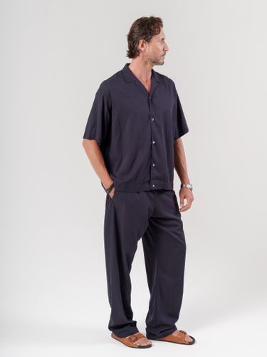 Синий хлопковый костюм Heathen с шортами и брюками