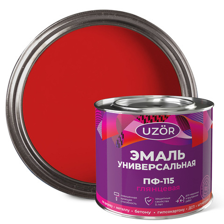 УЗОР  Эмаль ПФ-115 Красная 1,8кг ГОСТ 6465-76 (Сайвер)