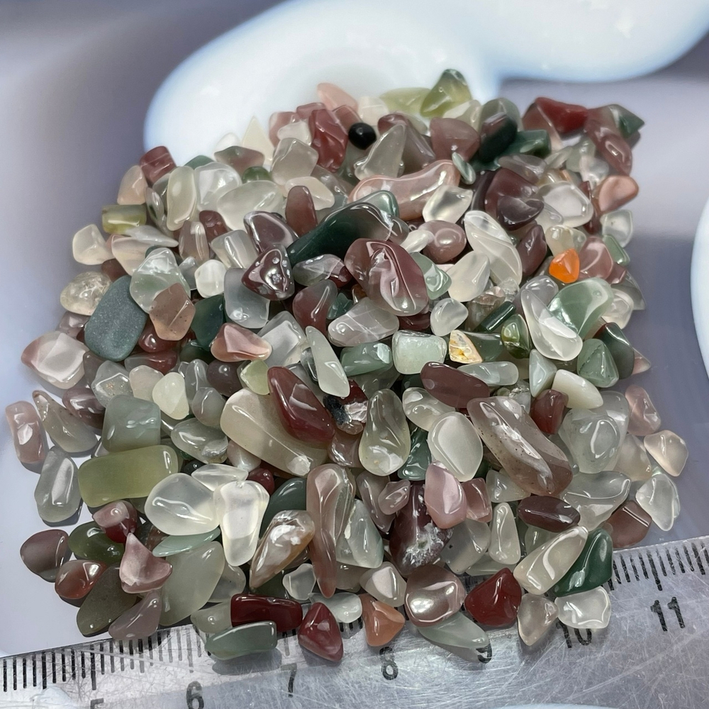 25210 Агат Моховой галтовка крошка пакет 50гр 5-8мм