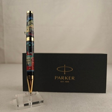 Коллекционная шариковая ручка Parker "Ingenuity Black GT" с поворотным механизмом "Москва" с ручной росписью в коробке