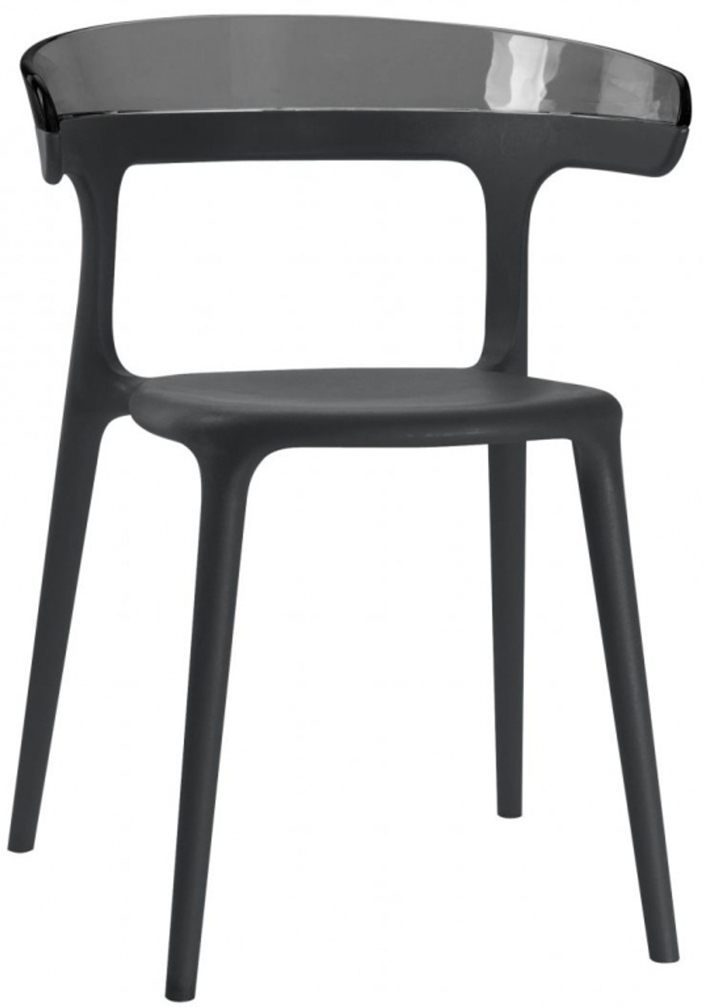 Кресло пластиковое Papatya Luna, черный, дымчатый