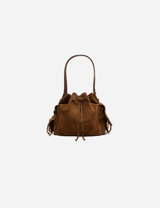 Сумка Acne Studios Multipocket Suede Bucket Bag Cognac Brown