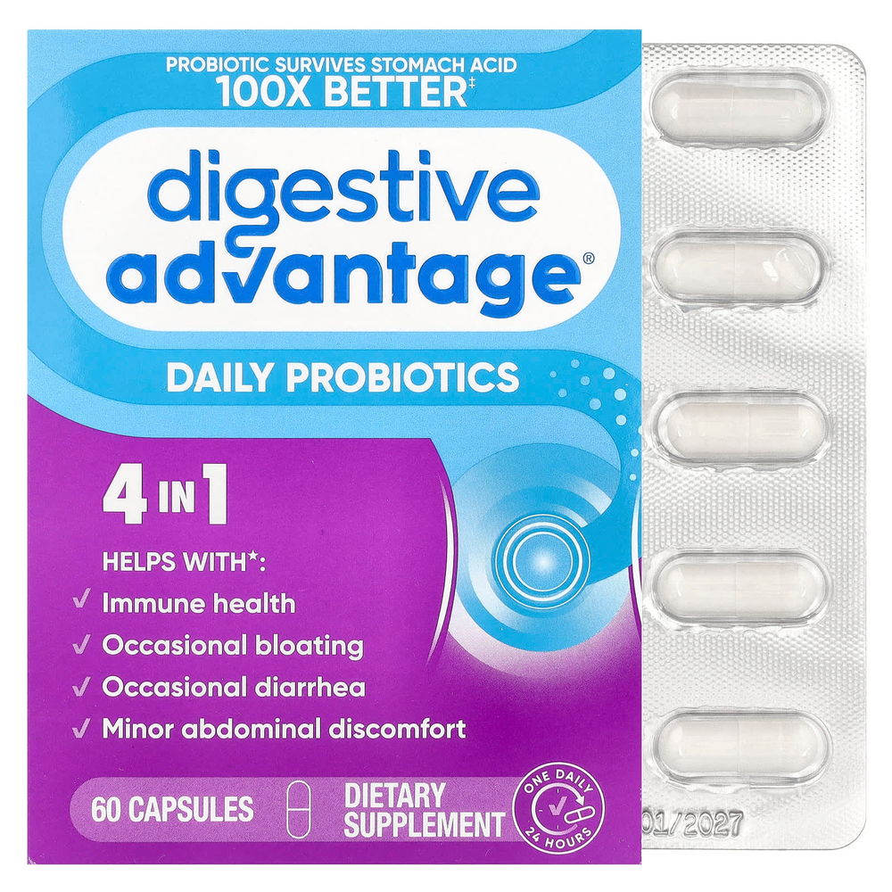 Schiff, Digestive Advantage, ежедневный пробиотик, 60 капсул