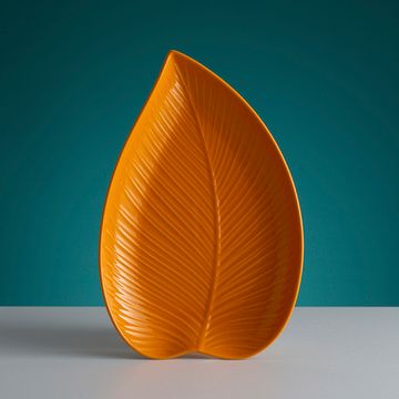 Блюдо сервировочное in the forest leaf, 23х35 см, желтое