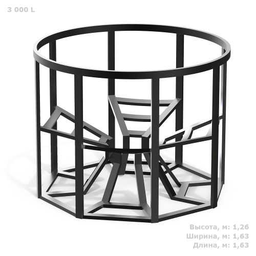 Обрешетка для конусной ёмкости Полимер-Групп К 3000 конусная (1630x1630x1260см;черный) - арт.559098