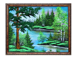 Картина " Летний пейзаж " рисованная каменной крошкой 33.5-23.5 см вес 320 гр.